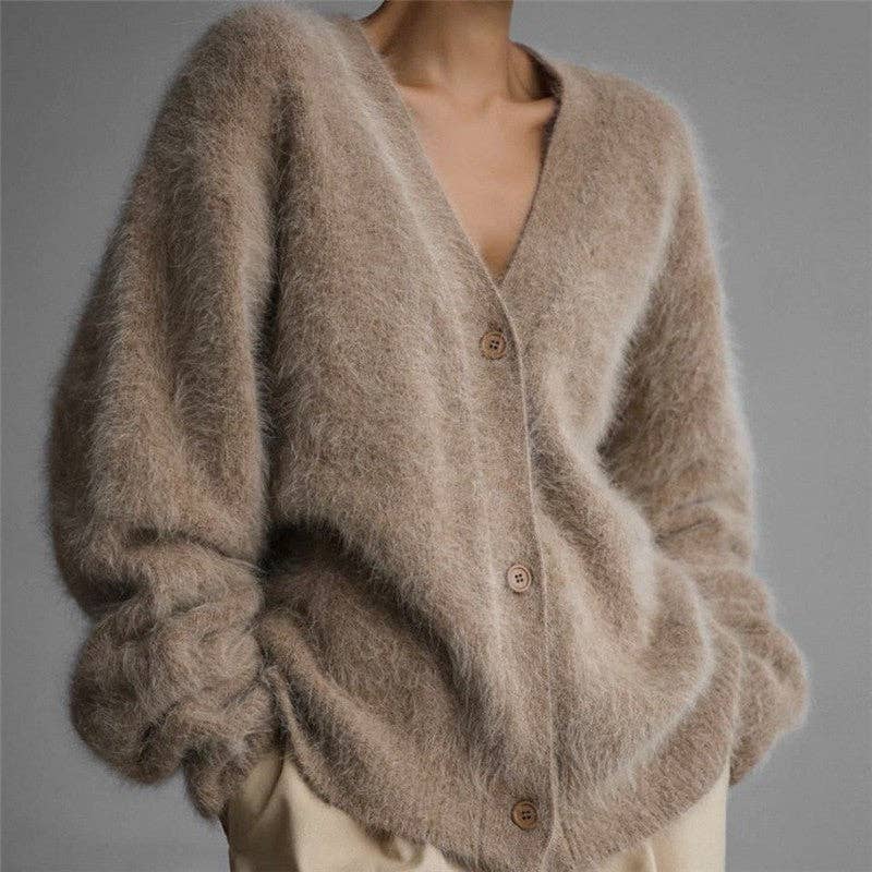 Loose V-Neck Cardigan Sweater