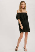 Off the Shoulder Short Black Lace Dress
