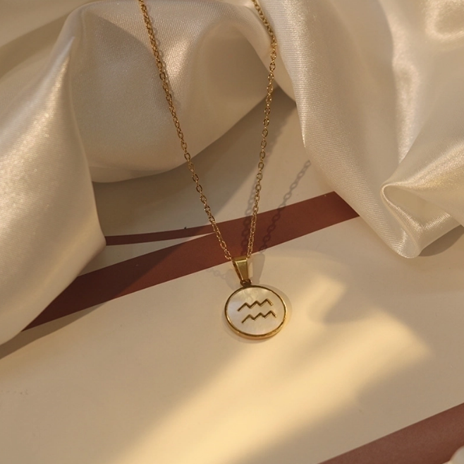 Constellation Shell Pendants Stainless Steel 18K Plated Gold