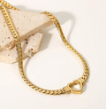 Gold Plated Stainless Steel Heart Chain Necklace