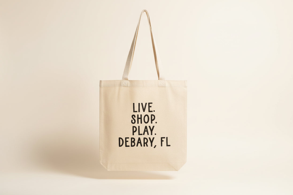 Large Tote Bag | Live. Shop. Play. DeBary, FL