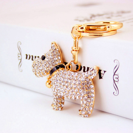 Schnauzer Diamond Keychain