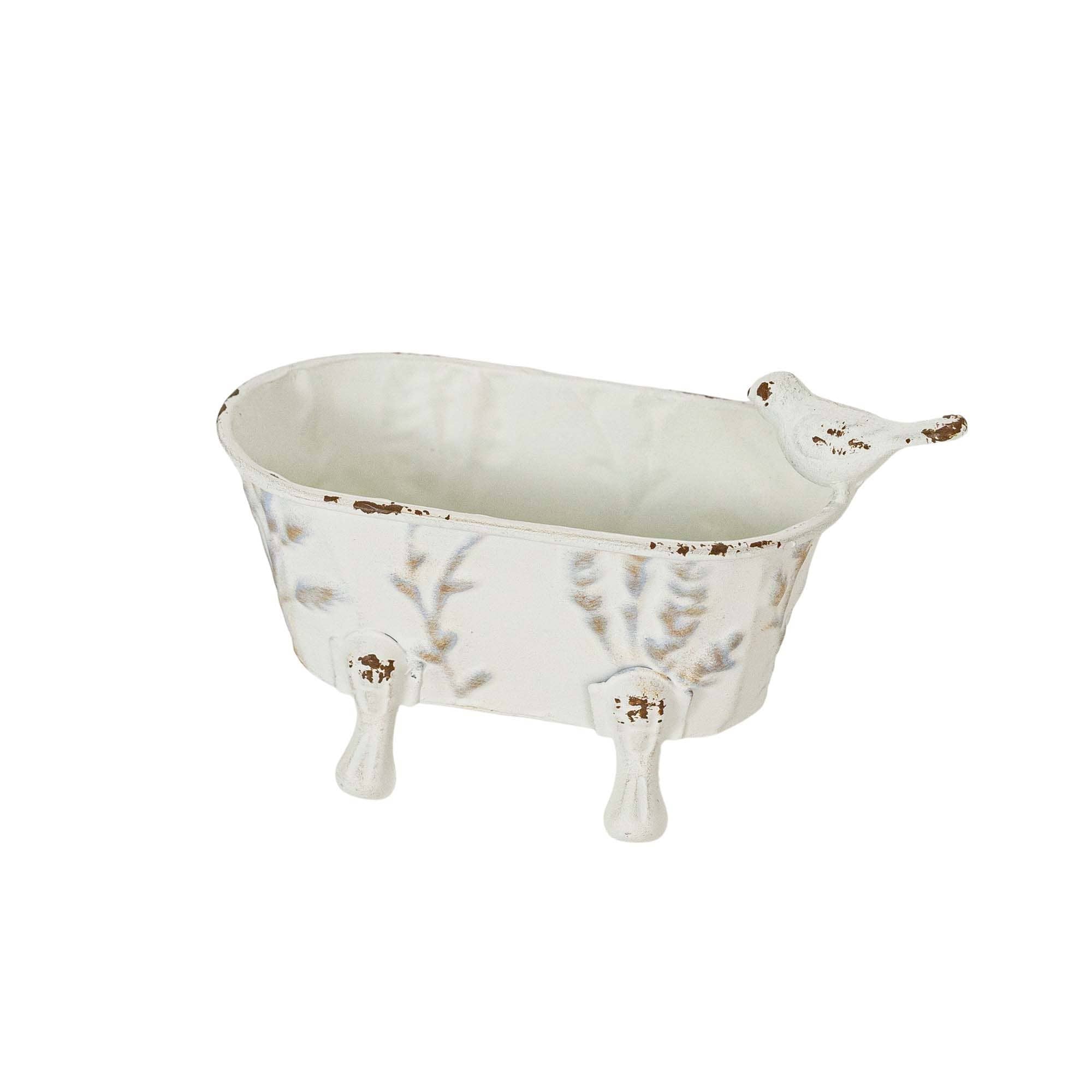 Foreside Home & Garden - Lyra Vintage Clawfoot Bathtub Mini Planter White Soap Dish Regular