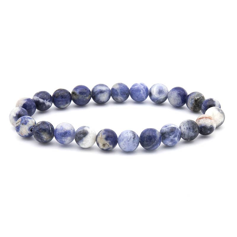 Blue white stone 8MM Elastic Natural Stone Bracelets