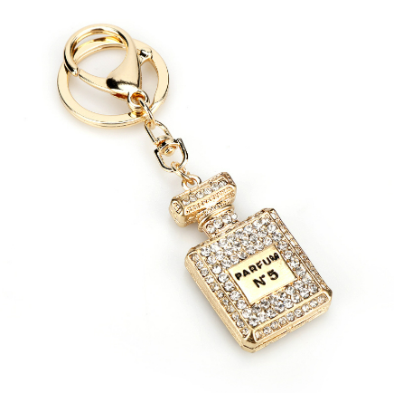 Fashion Rhinestone Perfume Bottle Keychain