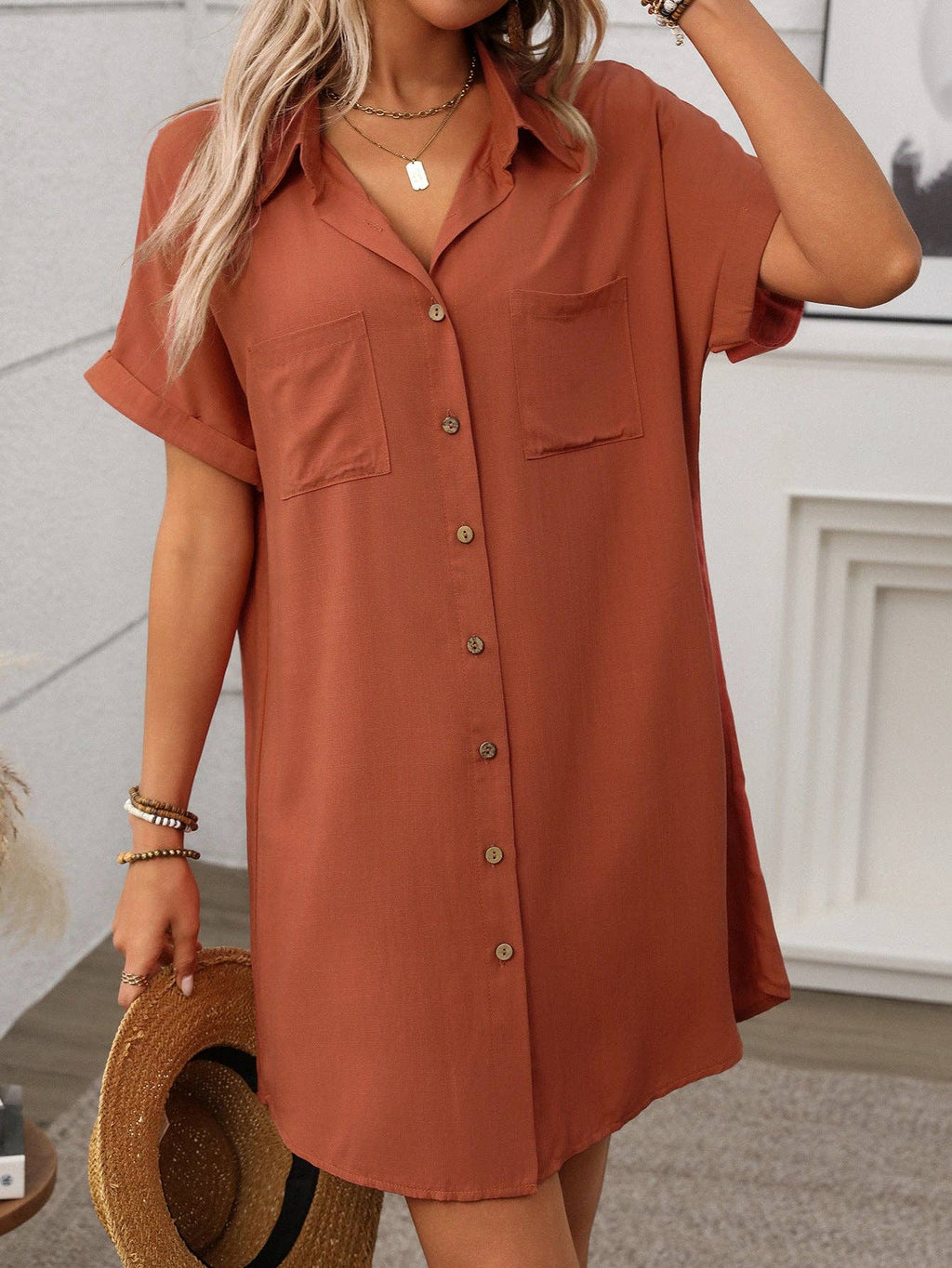 Striped Cotton Linen Shirt Dress