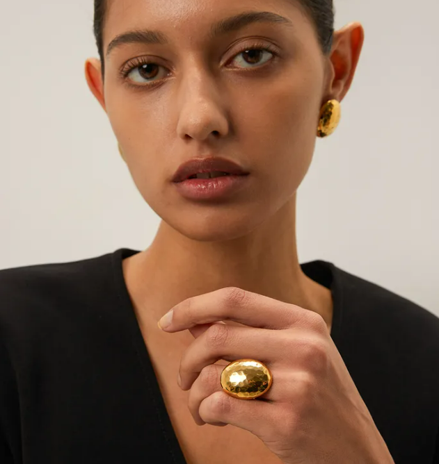 Gold Plated Hammered 304 Stainless Steal Ring