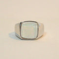 White Resin Square Chunky Stretch Ring | Silver