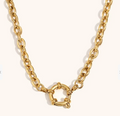 Round Gold Linked Stainless Steel Necklace