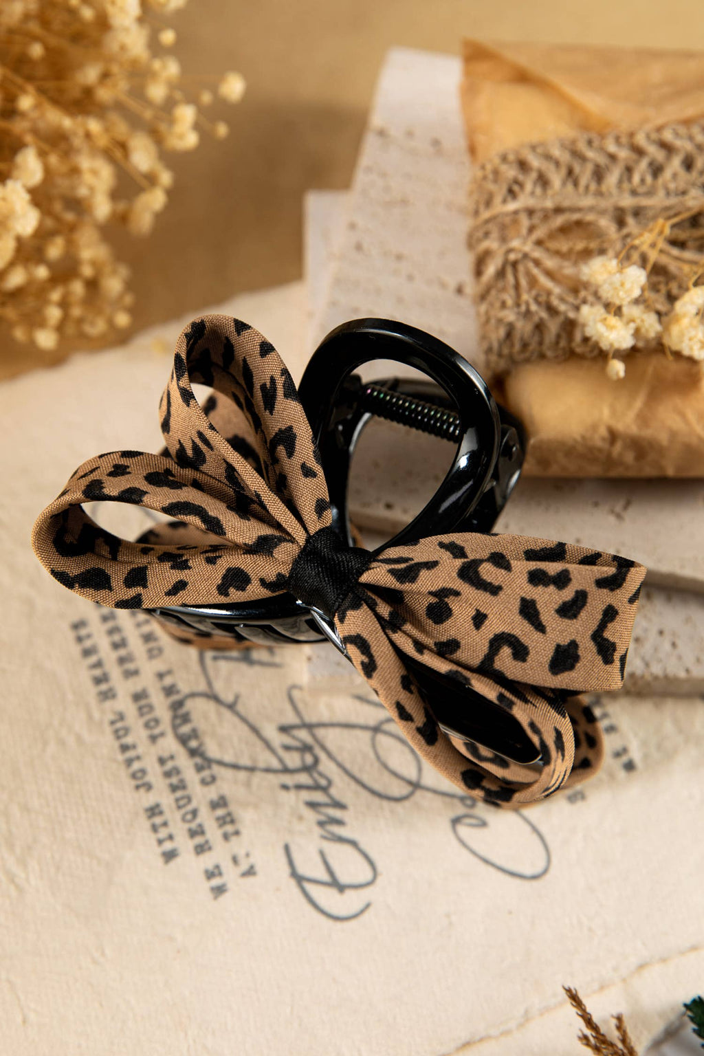 Leopard Bow Hair Claw Clip