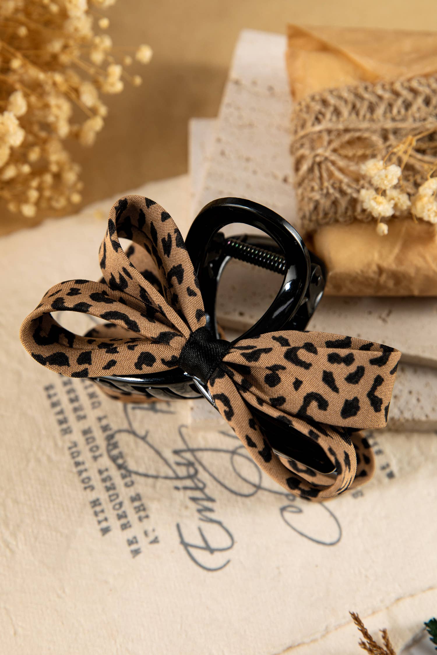 Leopard Bow Hair Claw Clip
