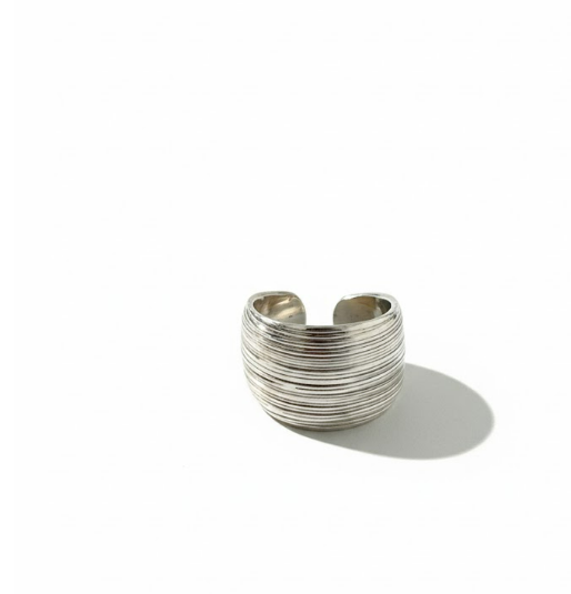 Retro Textured Stainless Steel Silver Ring