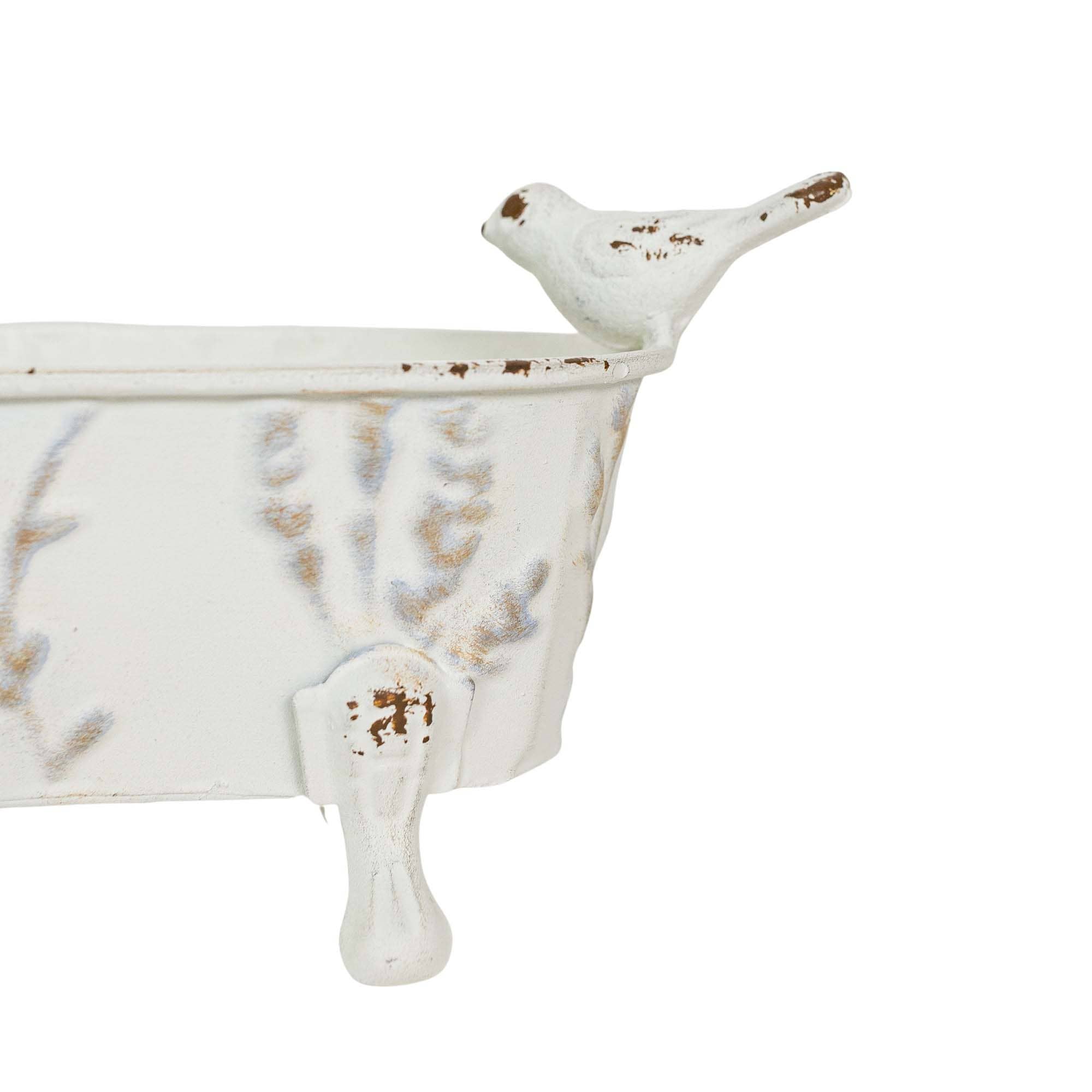 Foreside Home & Garden - Lyra Vintage Clawfoot Bathtub Mini Planter White Soap Dish Regular