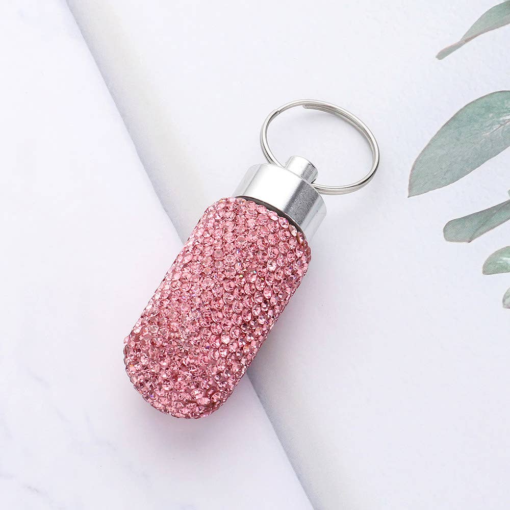 Bling Mini Pill Case Keychain | Pink
