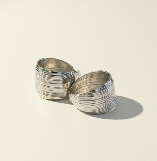 Retro Textured Stainless Steel Silver Ring
