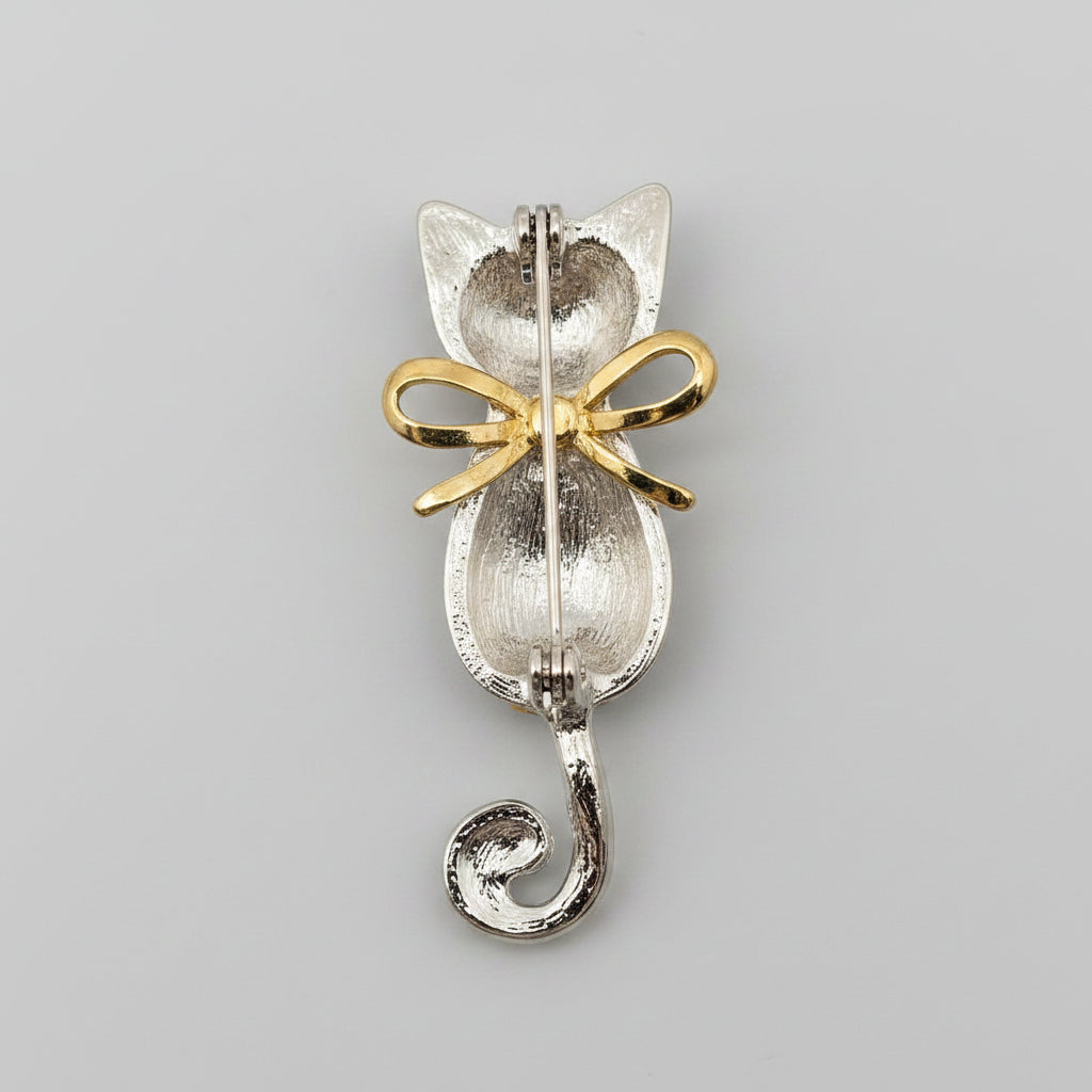 Rhinestone Cat Brooch