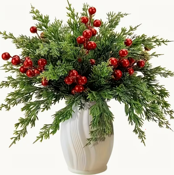 Pine & Red Berry Decorative Stems