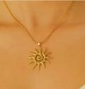 Gold Stainless Steel Sun Necklace
