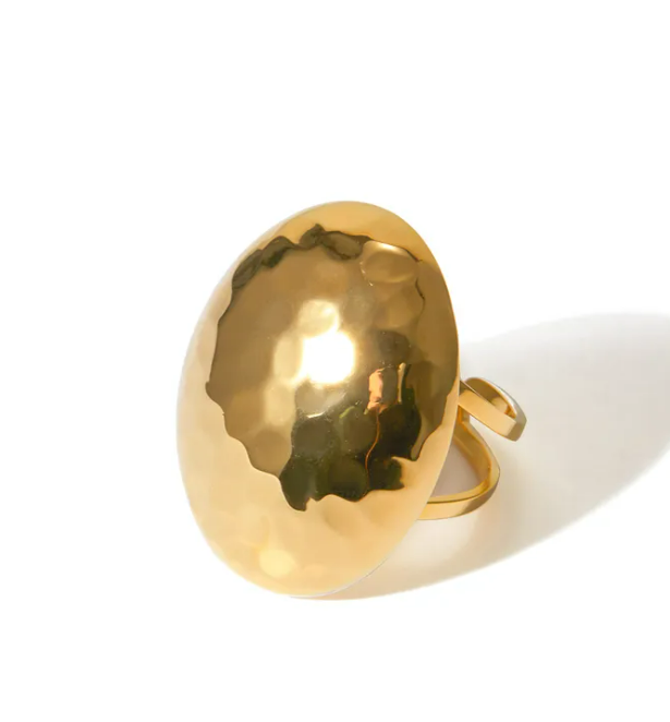 Gold Plated Hammered 304 Stainless Steal Ring