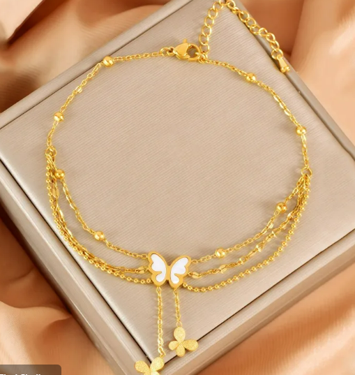 Stainless Steel Butterfly Anklet