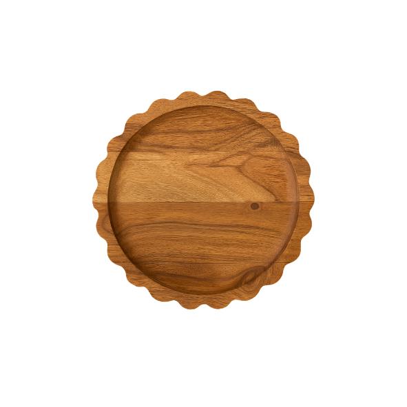 Scalloped Acacia Wood Tray