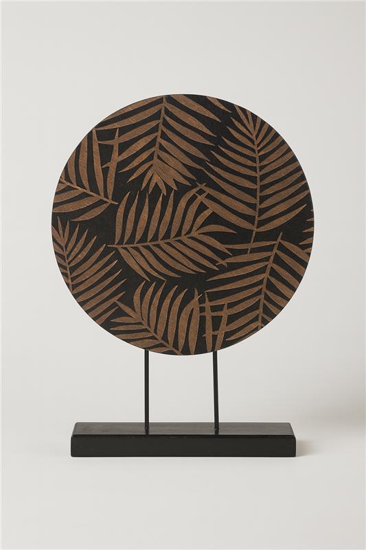 Round Engraved Wood Leaf Stem