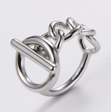304 Stainless Steel 18k Gold Plated Minimalist Plating Chains Ring