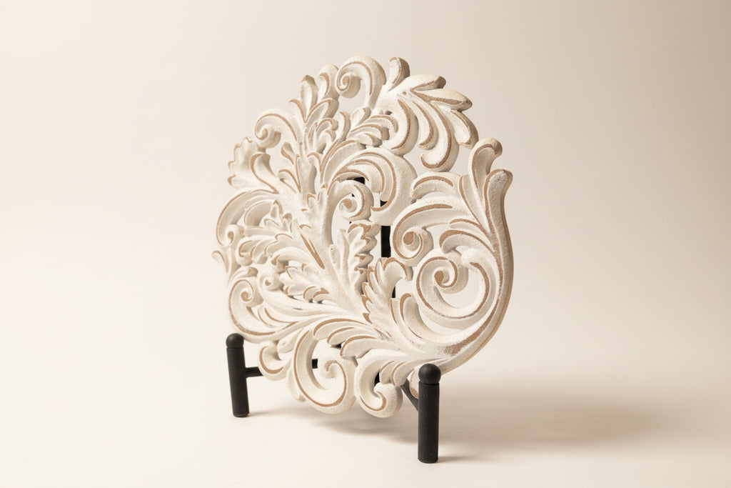 White Art Nouveau Shelf Sitter