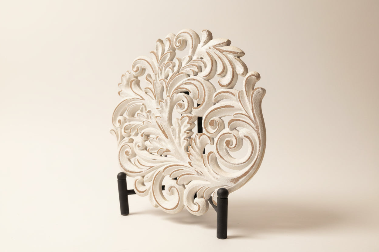 White Art Nouveau Shelf Sitter