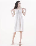 Cotton Linen Shirred Top Midi Dress | Beige