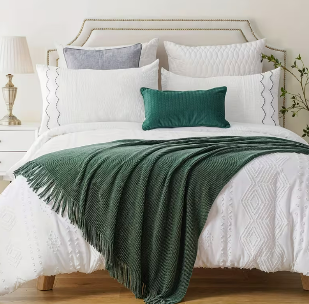 Soft Chenille Emerald Throw Blanket