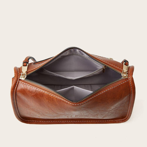 Brown Bohemian Wide Shoulder Strap Crossbody Bag