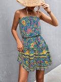 Green Bohemian Floral Strapless Dress