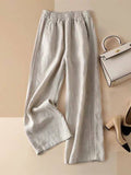 Ruffle Ramie Cotton Wide-Leg Pants