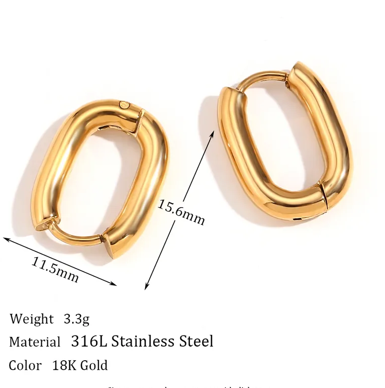 Gold Plated Stainless Steel Closed Oval Hoops