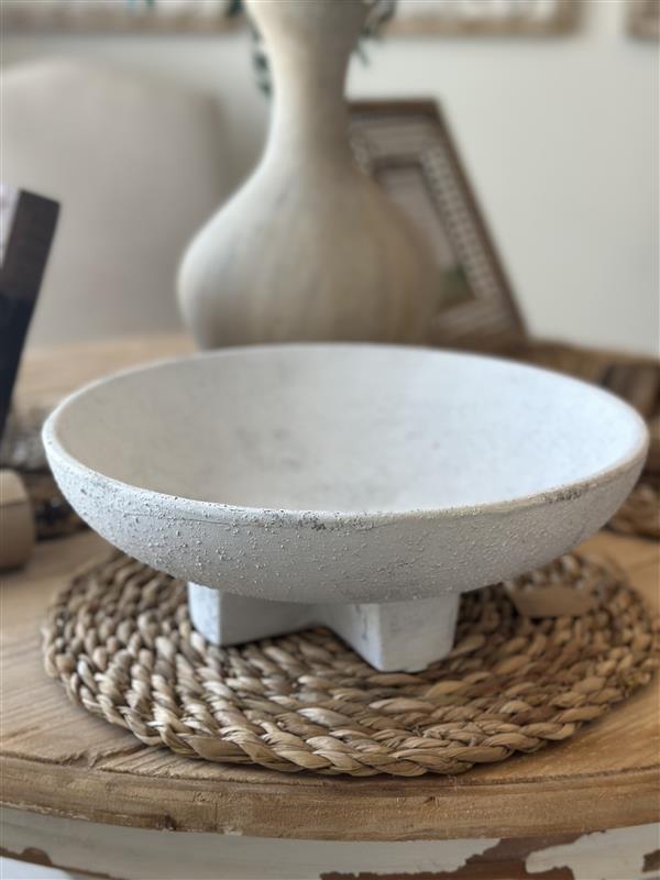 Round Squared Footed Concrete Bowl