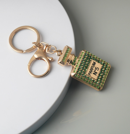Fashion Rhinestone Perfume Bottle Keychain
