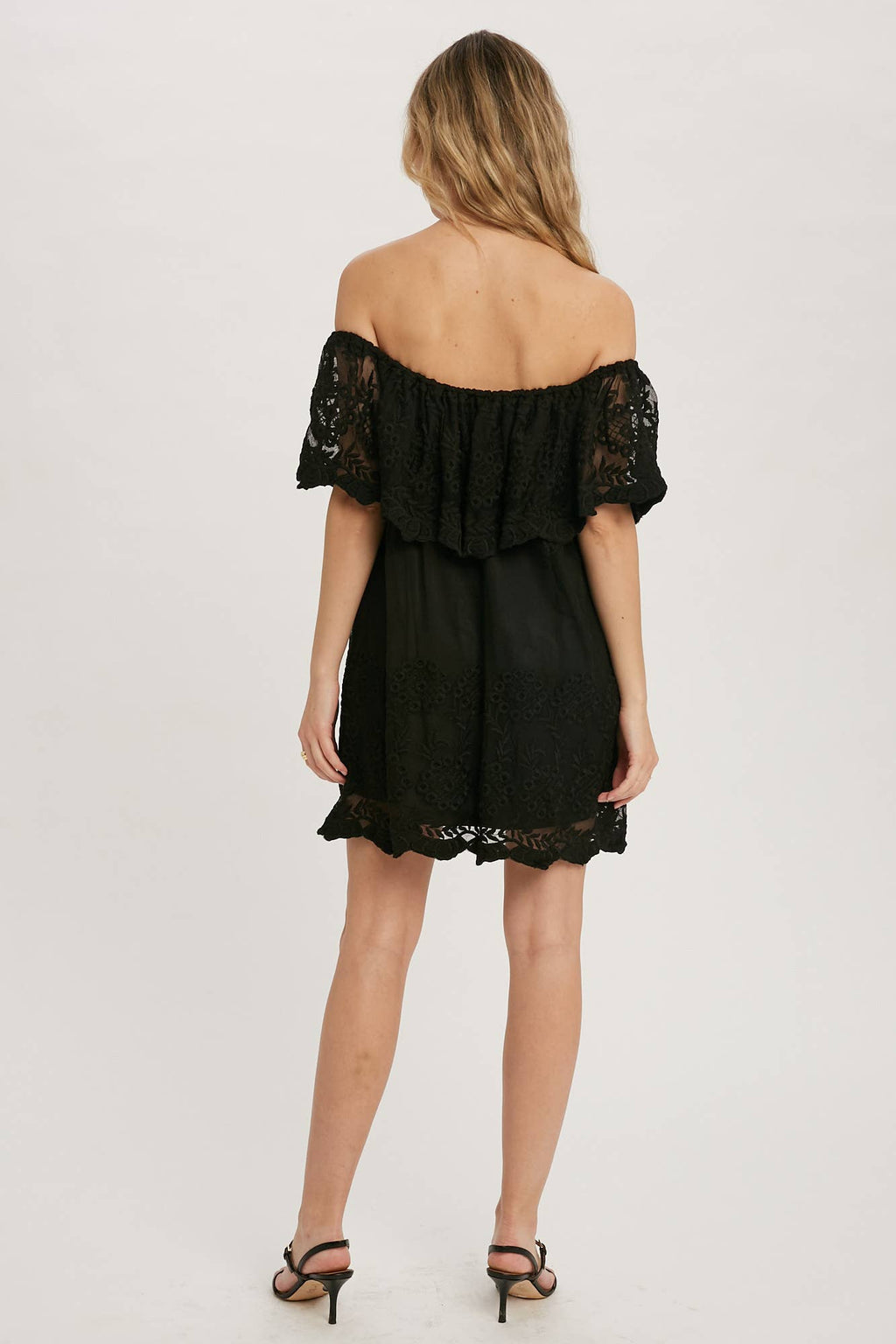 Off the Shoulder Short Black Lace Dress