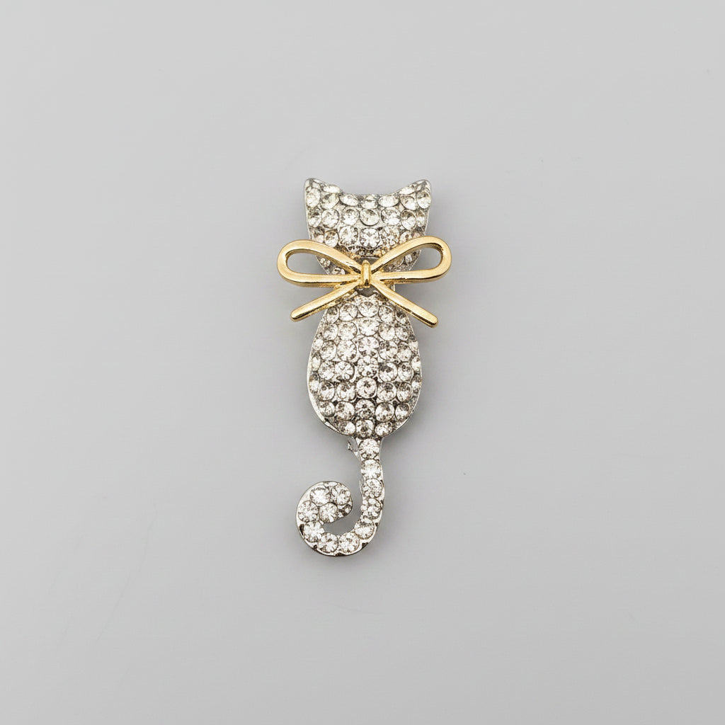 Rhinestone Cat Brooch