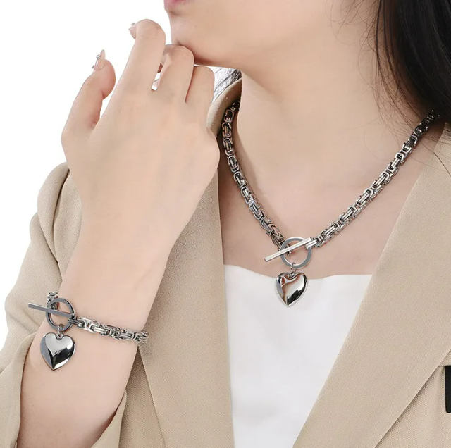 Stainless Steel Vintage Heart Set