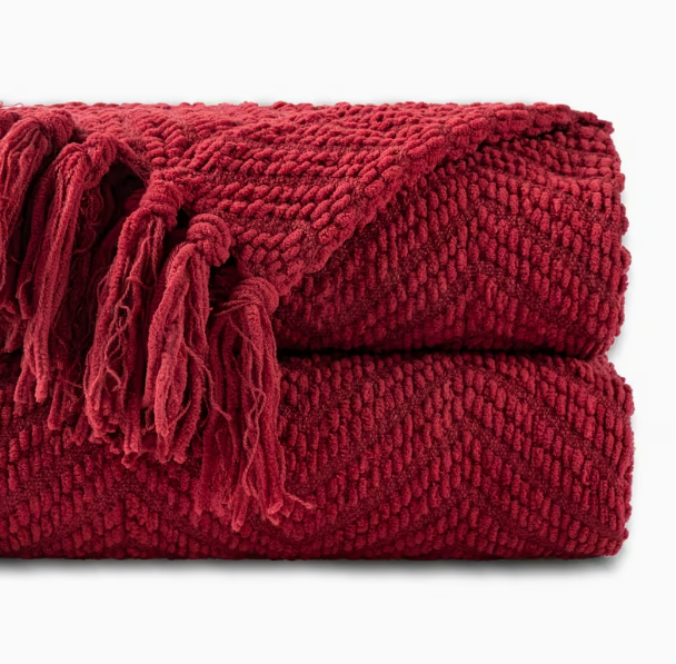 Red Chenille Throw Blanket
