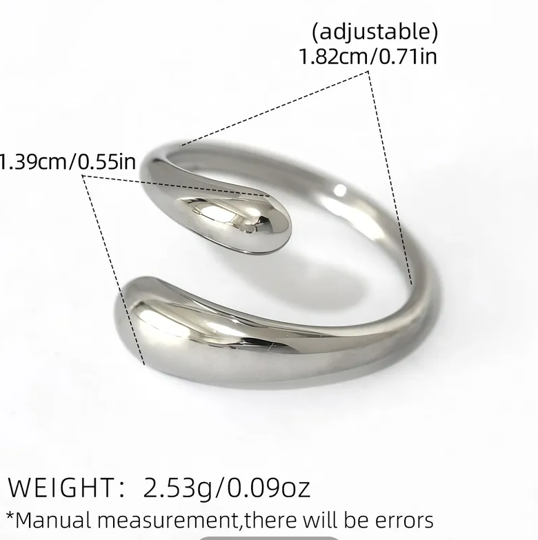 Silver Stainless Steel Droplet Ring