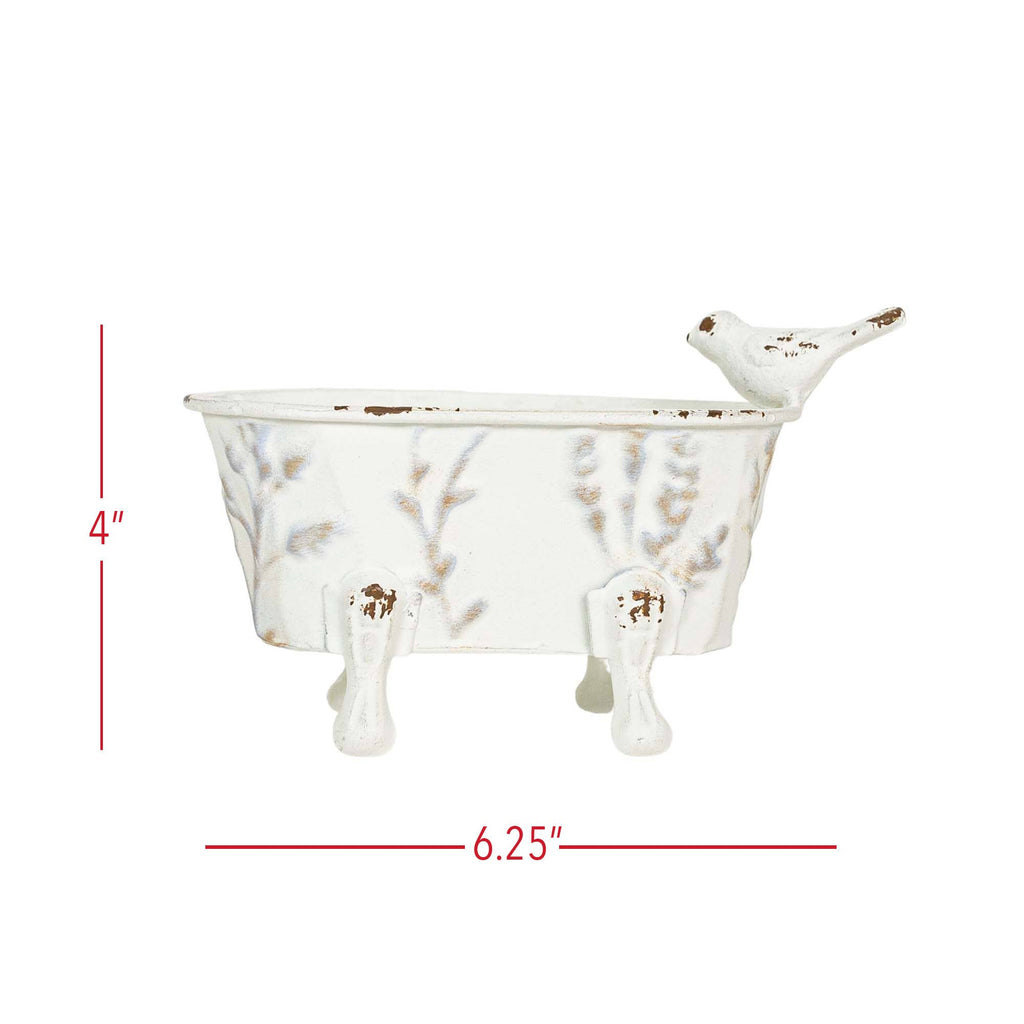 Foreside Home & Garden - Lyra Vintage Clawfoot Bathtub Mini Planter White Soap Dish Regular