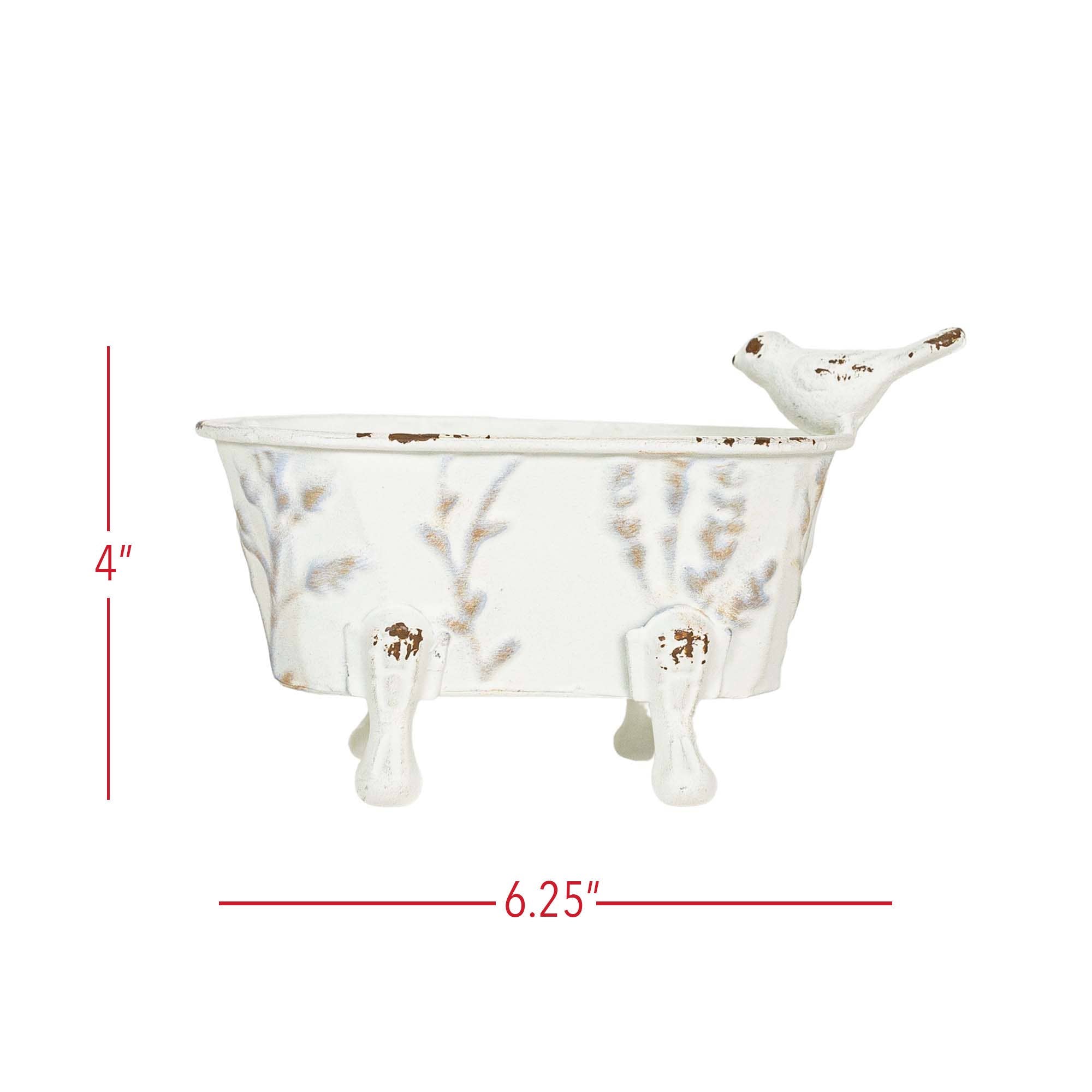 Foreside Home & Garden - Lyra Vintage Clawfoot Bathtub Mini Planter White Soap Dish Regular