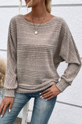 Ribbed Crew Neck Long Sleeve Top