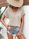 Fashion Loose V-neck Short Sleeved T-shirt