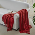 Farmhouse Red Knitted Throw Blanket