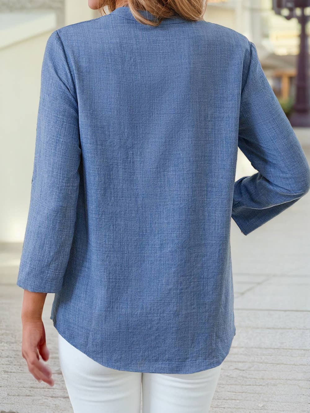Notched V Neck Blouse
