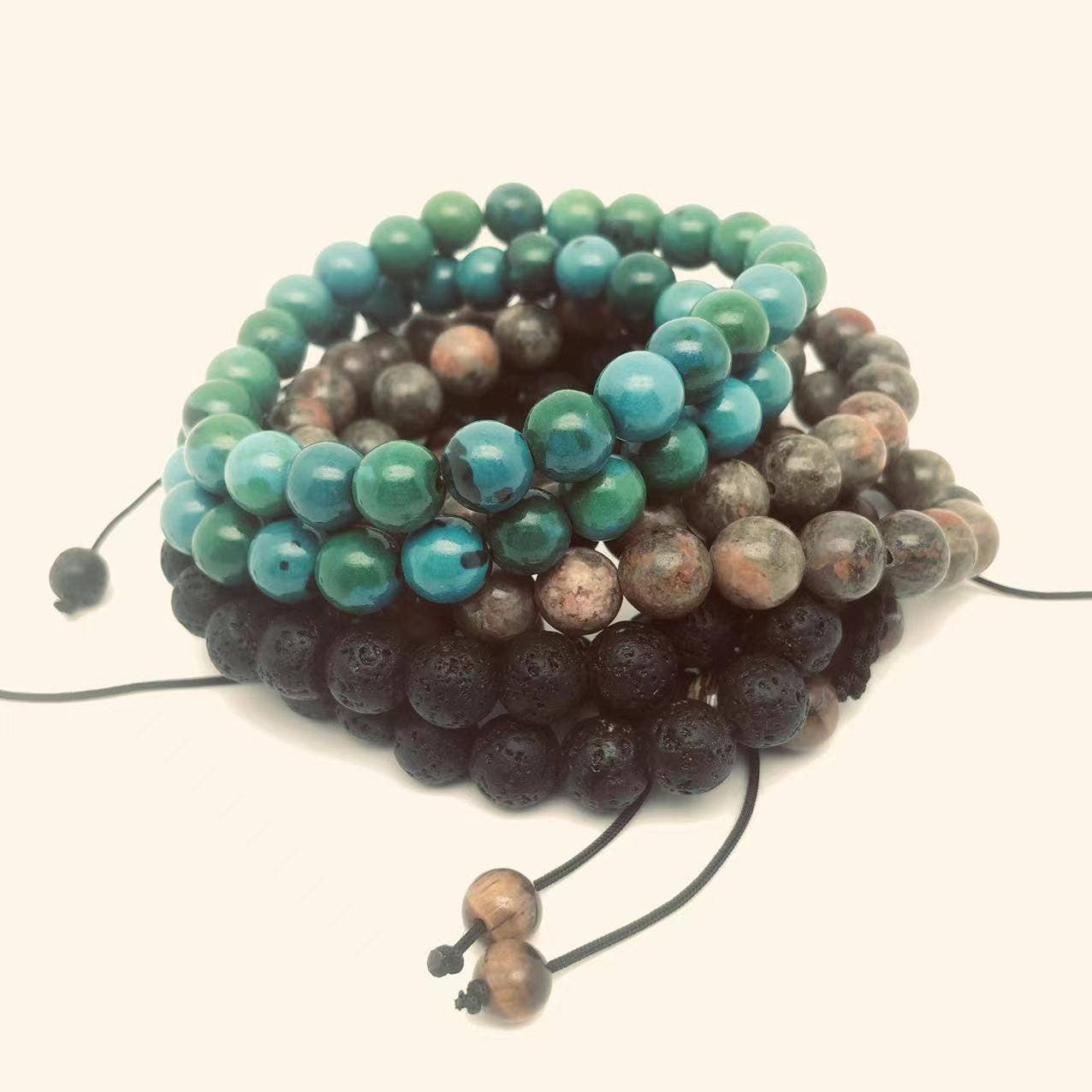 Blue white stone 8MM Elastic Natural Stone Bracelets