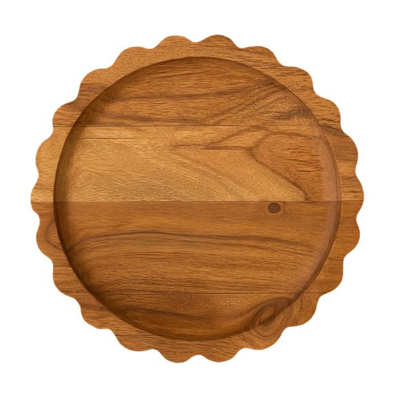 Scalloped Acacia Wood Tray